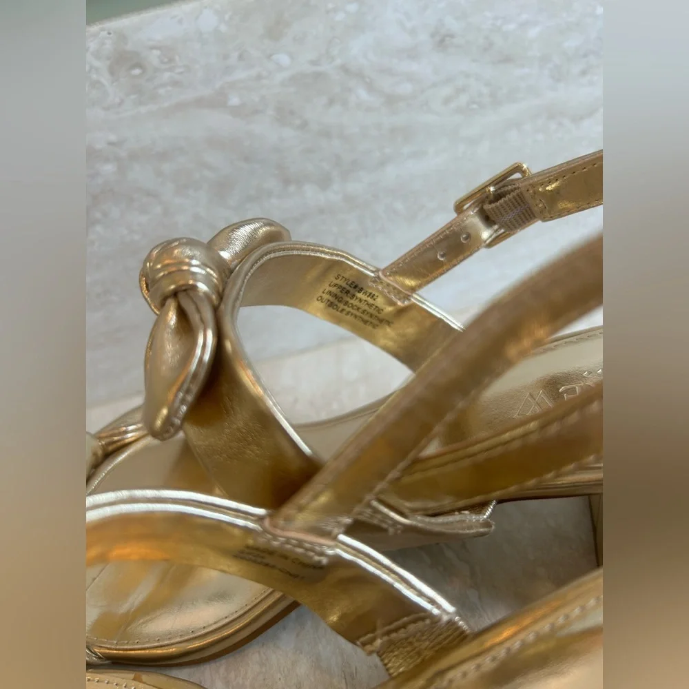 J Crew Bow heeled sandals in gold - Picture 6 of 7